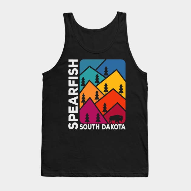 Spearfish South Dakota Vintage Mountains Bison Tank Top by SouthDakotaGifts